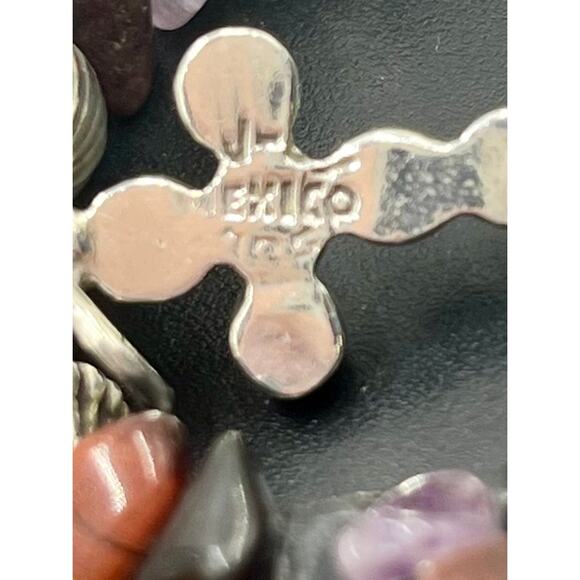 Taxco Mexico 925 Vintage
Sterling Silver Gemstone Wrap Bracelet Cross Pendant - Picture 8 of 13